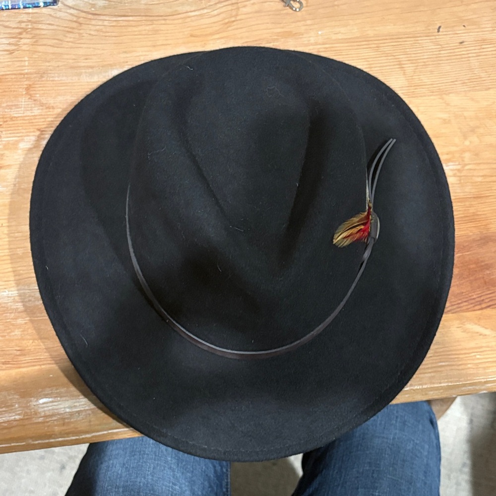 Stetson Black Hat with Feather Detail